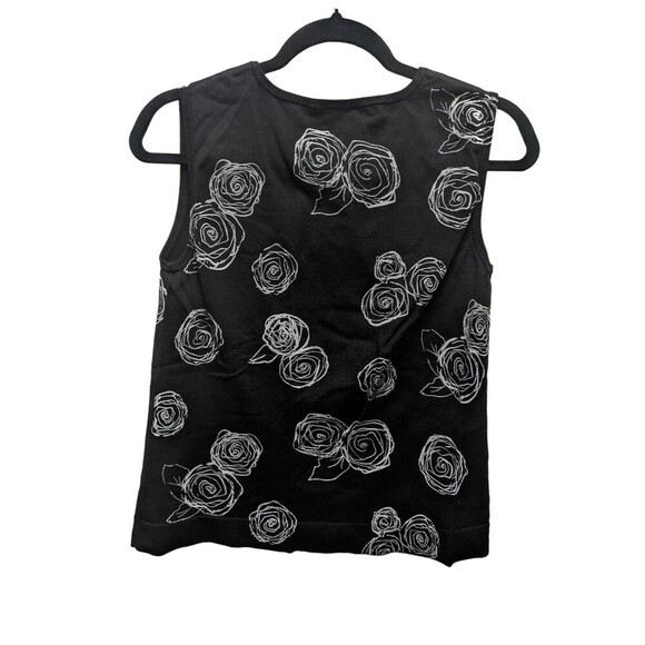 Field gear Women 2 Piece Black and White Rose Floral Pattern Button Up Sweater a - Picture 5 of 13